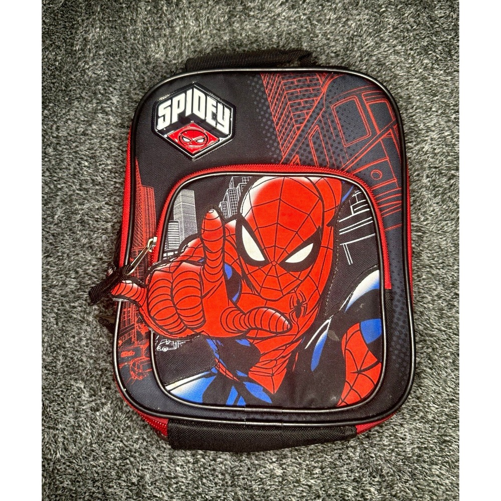 Bioworld Spider-Man Insulated Kids Lunch Bag w/ Zipper Black/Red 10x8x4